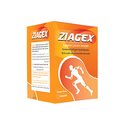 ZIAGEX 10 SACHETS – Collagen,Vitamin C&E - Joint Support - Orange Flavored Sachets .